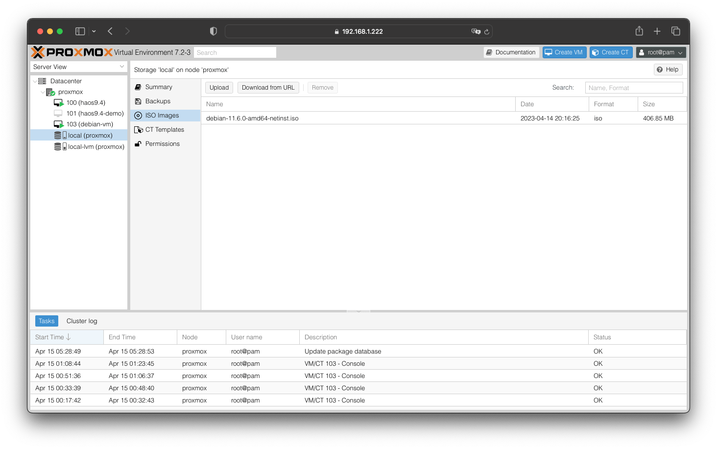 Загрузка ISO в Proxmox