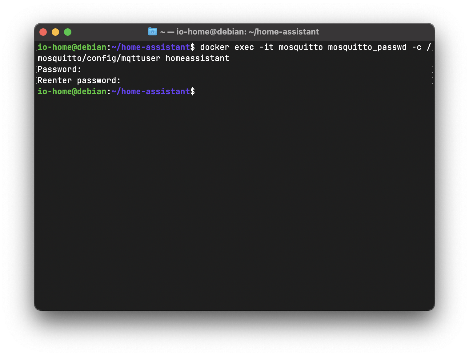Mosquttio создание пользователя