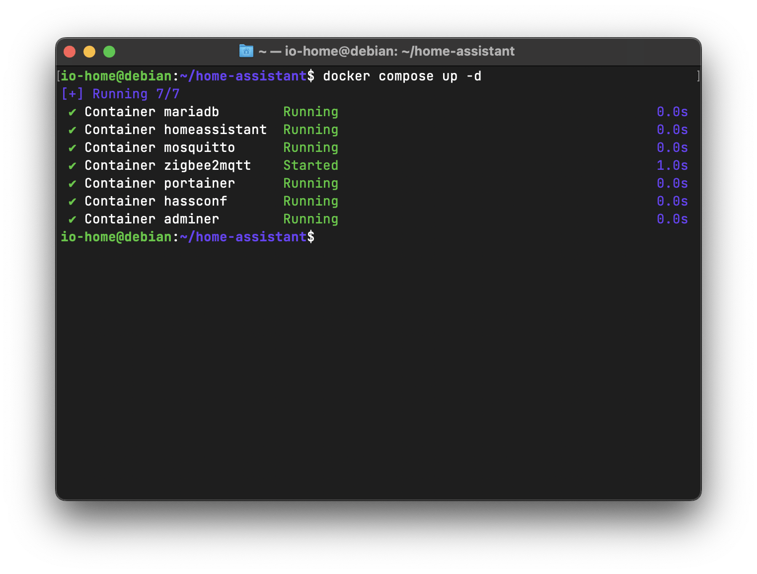 Запуск контейнера Zigbee2MQTT