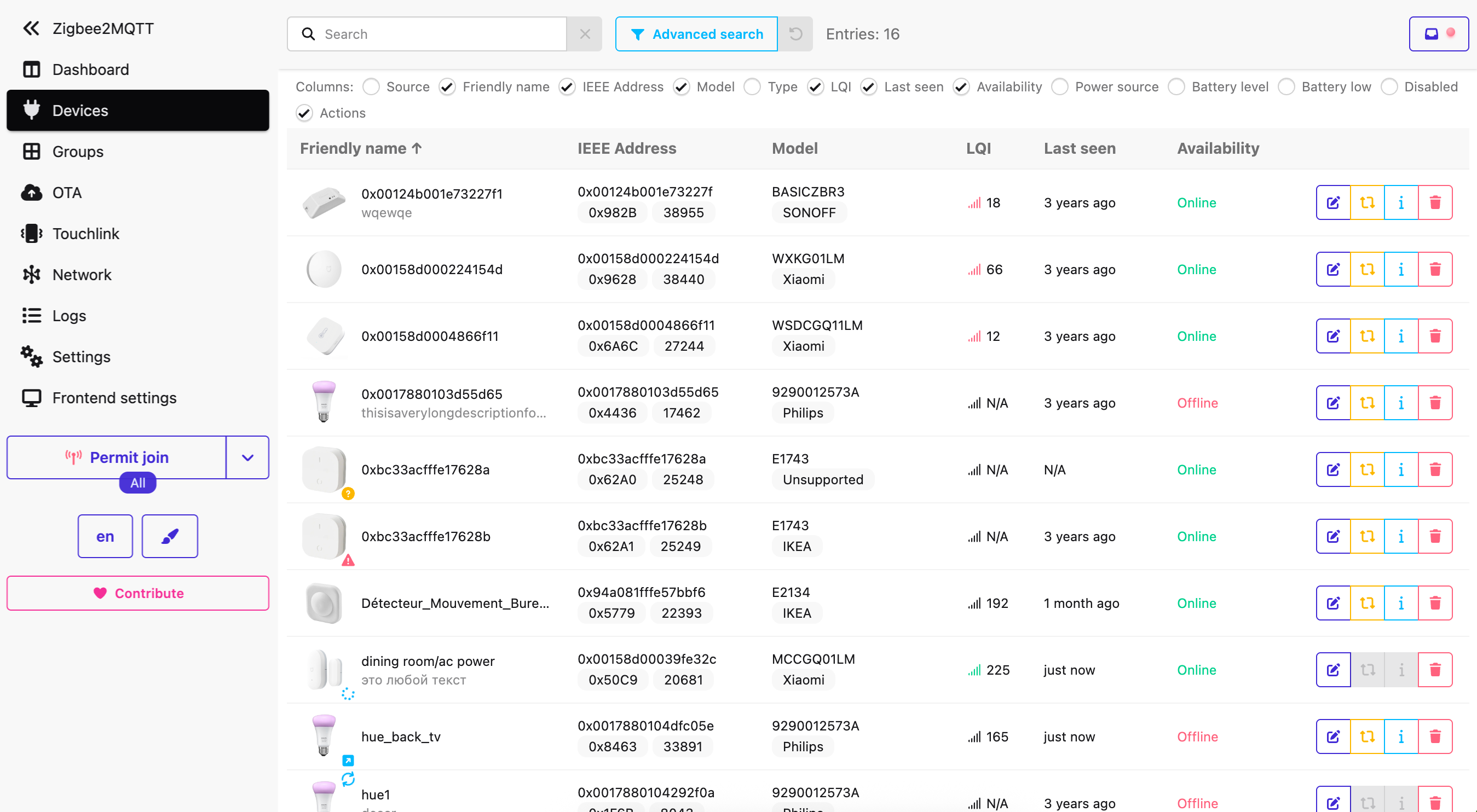Новый веб-интерфейс windfront в zigbee2mqtt
