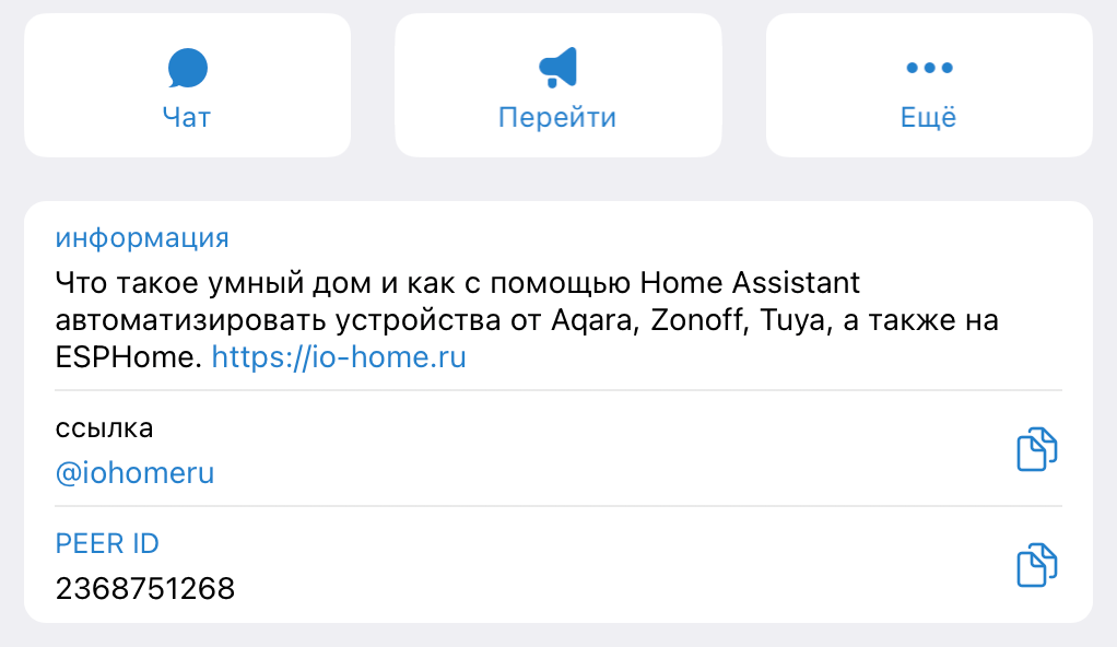 Информация о чате в Telegram