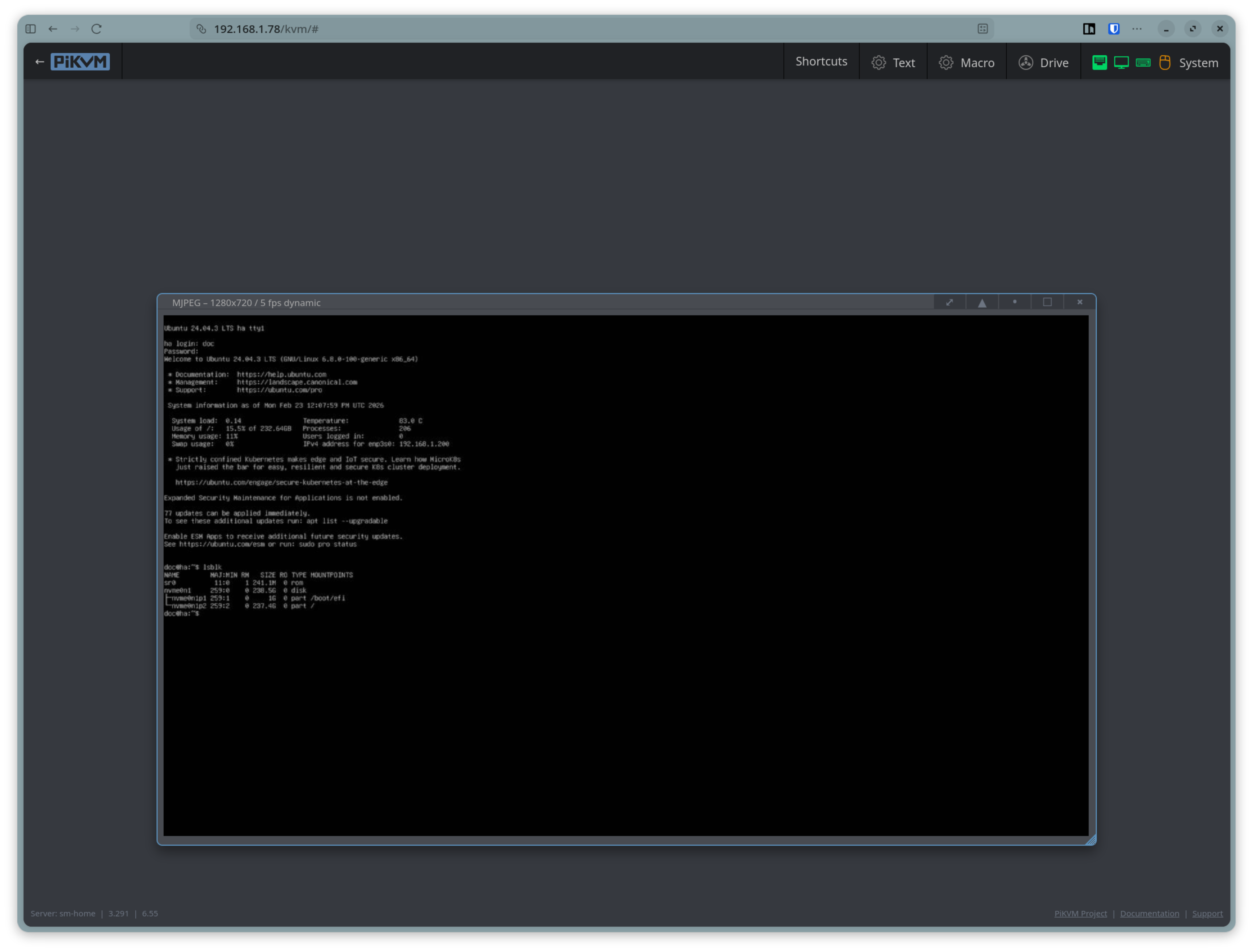 PiKVM Веб-интерфейс