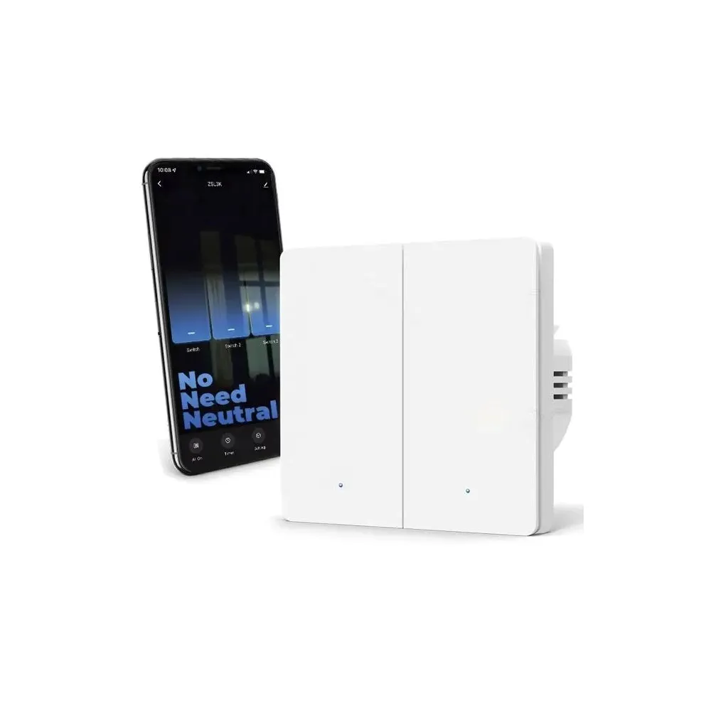 Умный выключатель Zigbee, двухклавишный