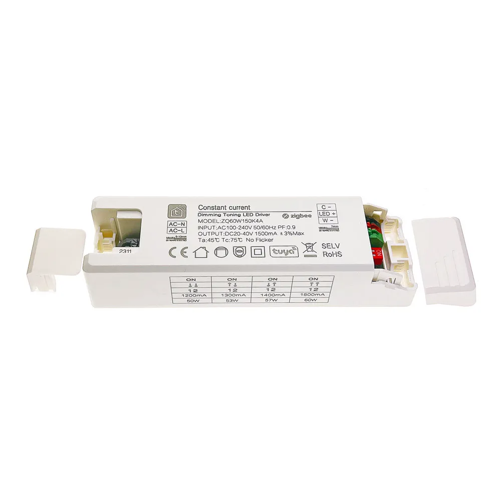 LEDEAST FZQ60W150K4C Tuya Zigbee 60 Вт входной AC100-240V Dip-переключатель 1200mA 1300mA 1400mA 1500mA CCT