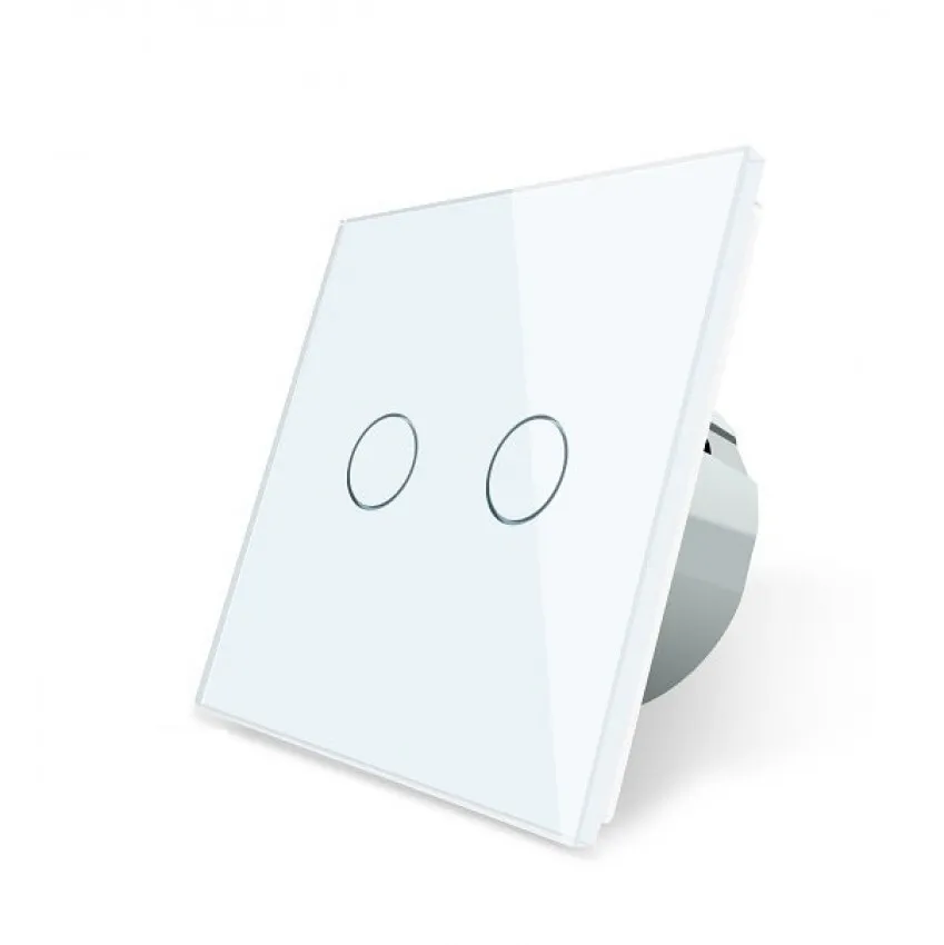 Сенсорный проходной выключатель Livolo ZigBee (Wi-Fi) 2 клавиши 1 модуль Белый