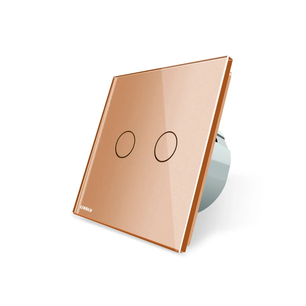 Сенсорный проходной выключатель Livolo ZigBee (Wi-Fi) 2 клавиши 1 модуль Золотой