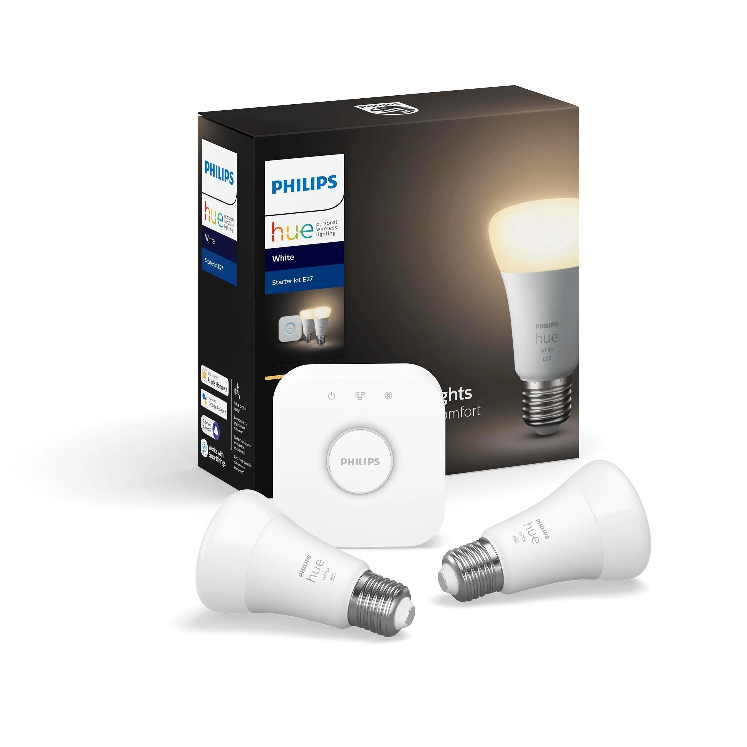 Набор ламп Philips Hue E27 2700K 9 Вт (60 Вт) 2 шт с блоком управления