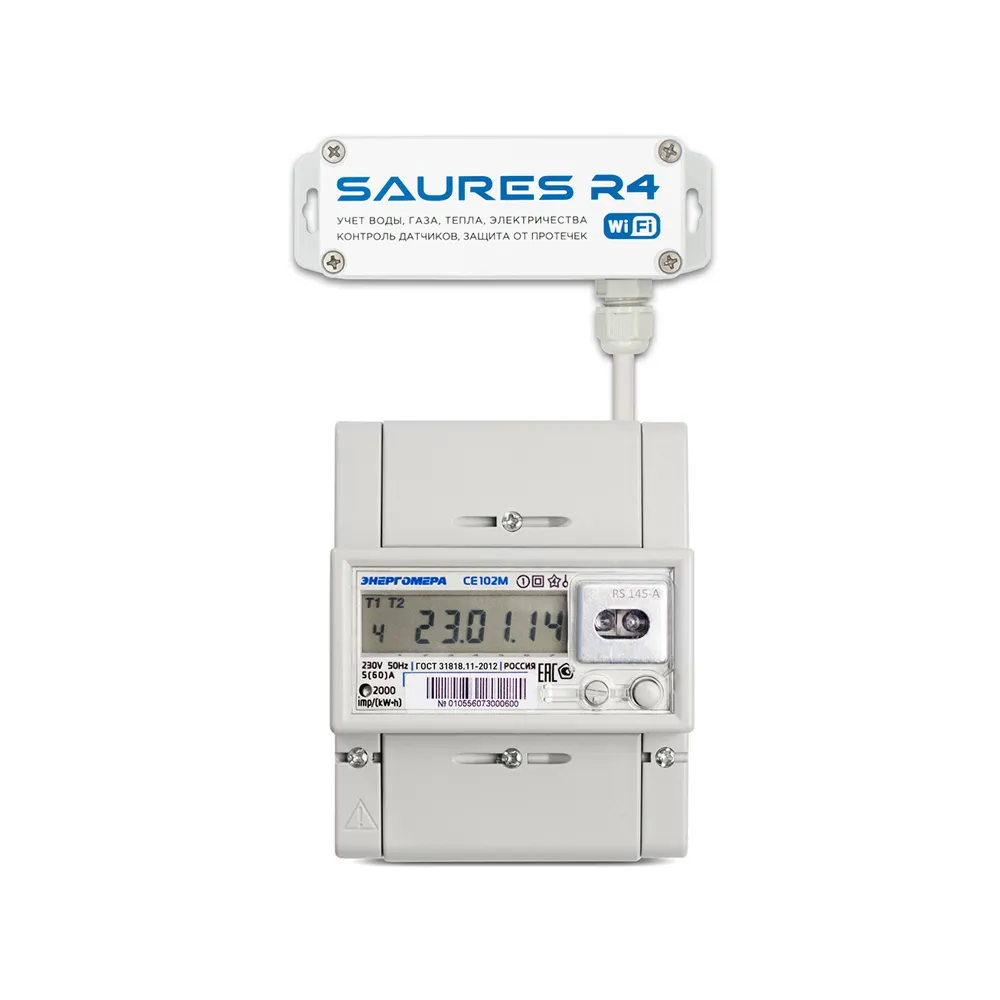 Электросчетчик Энергомера Wi-Fi (1-4 тарифа, 1 фаза, 60А)