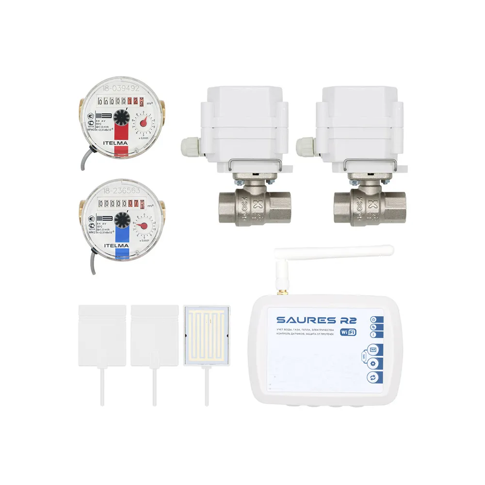 Защита от протечки SAURES Wi-Fi Лайт G-LOCK 1/2" + счетчики