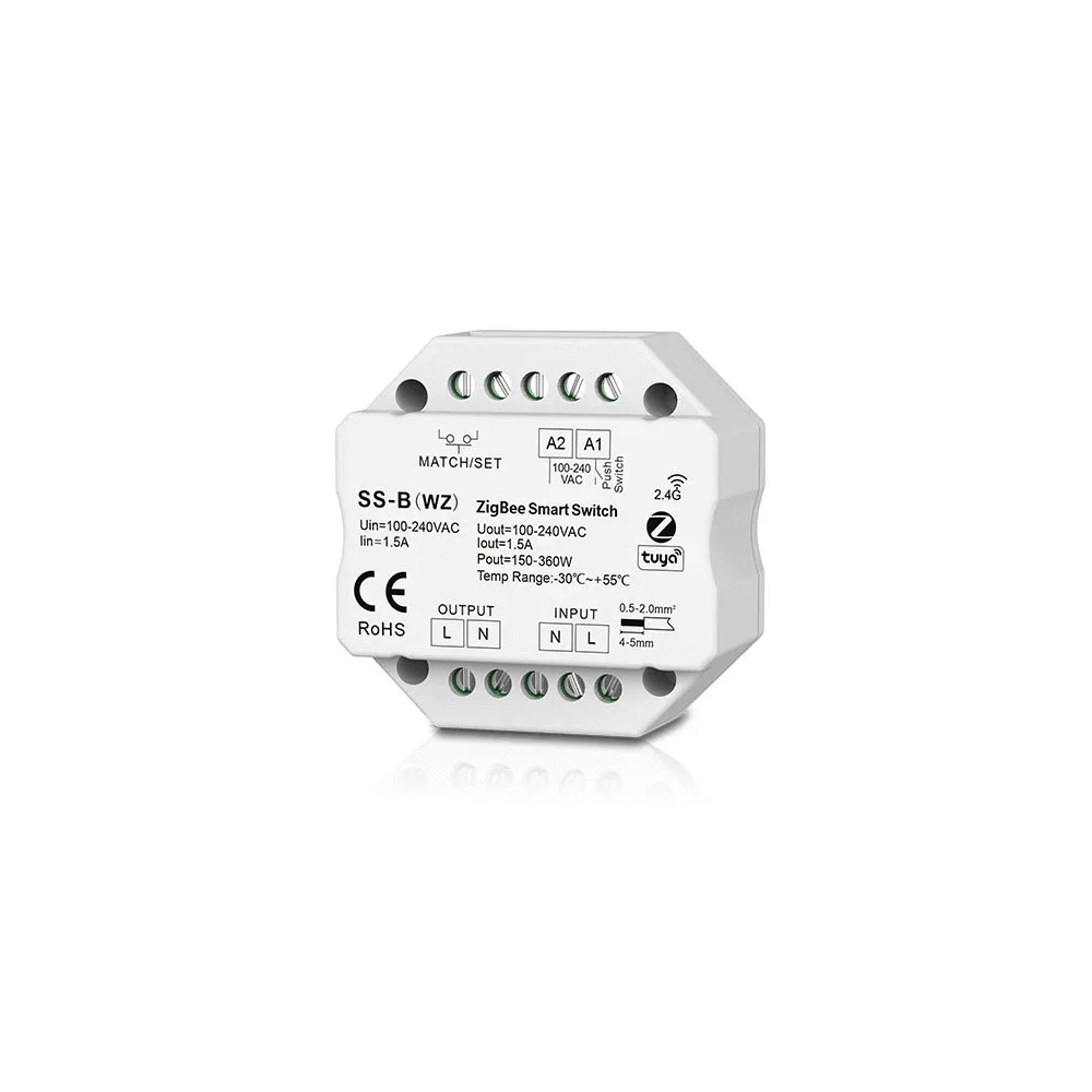 100-240VAC 1CH*1.5A ZigBee & RF Push Switch SS-B(WZ)