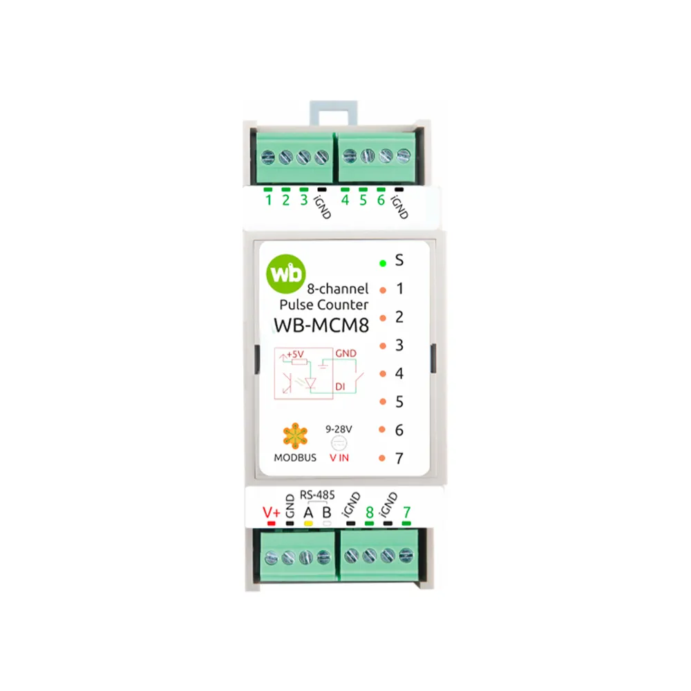 Модуль счетных входов с RS-485, Modbus RTU WB-MCM8