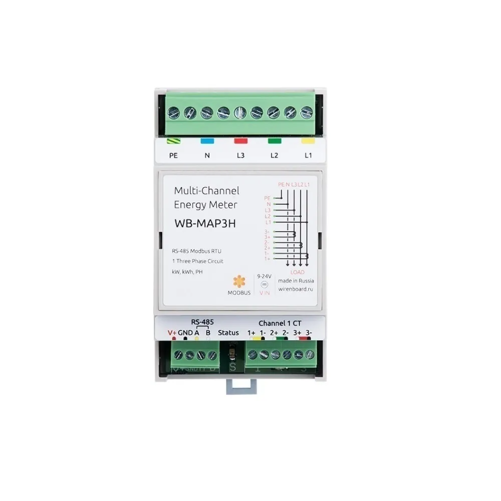 Трёхфазный счётчик с Modbus WB-MAP3H