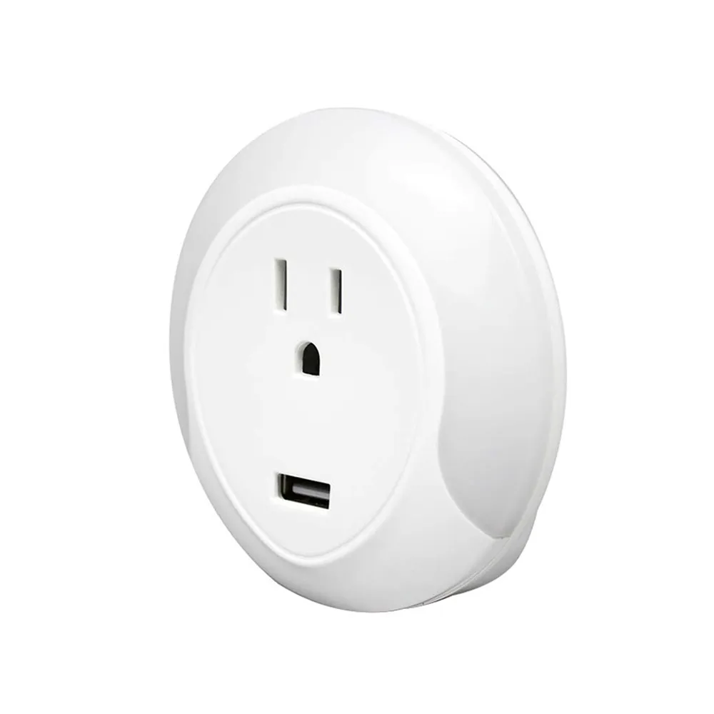 US Smart Socket With LED Night Light 5V USB